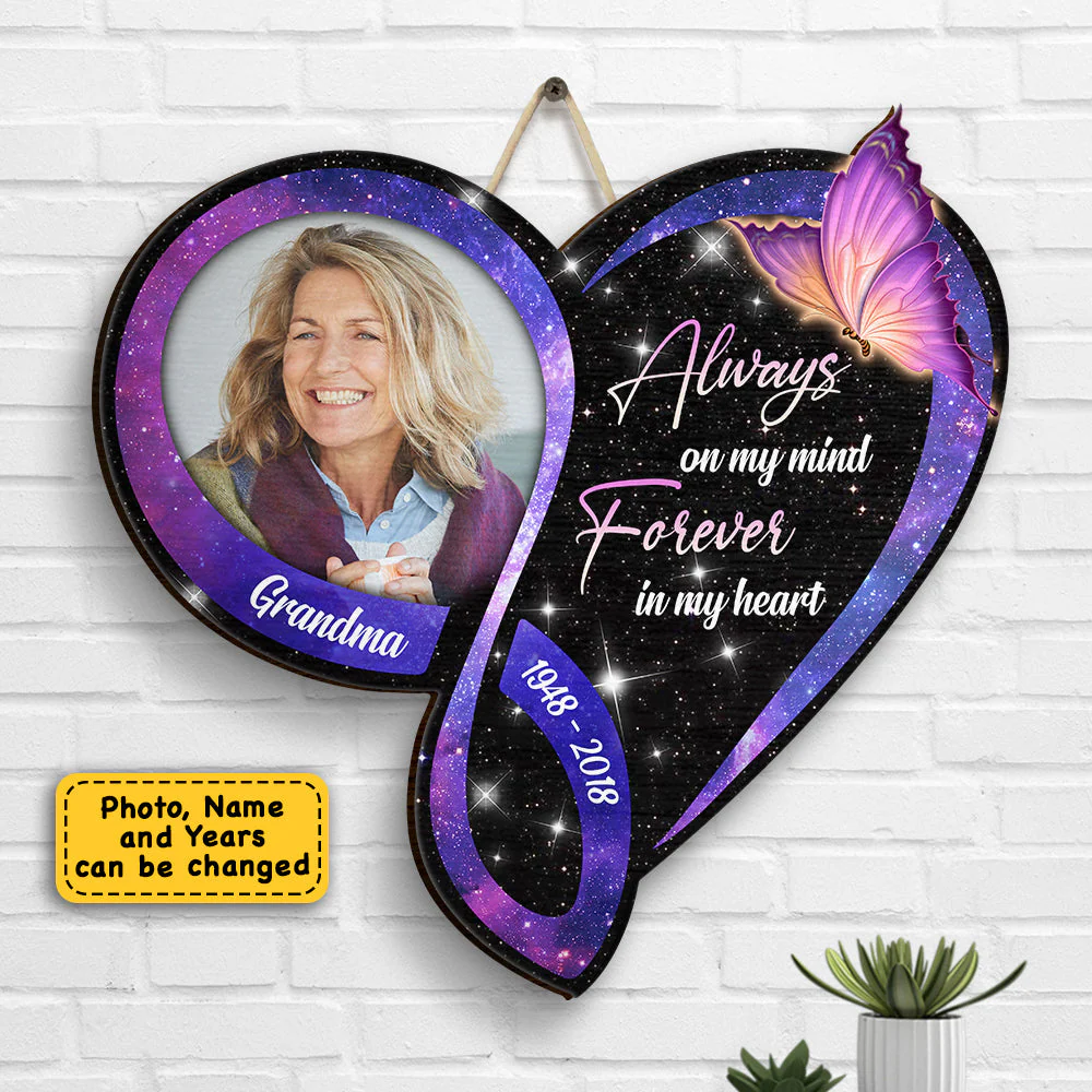 Always On My Mind - Upload Image - Personalized Shaped Wood Sign - Image 3