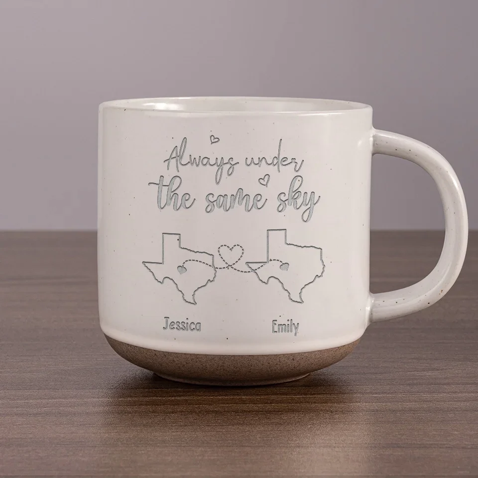 Always Under The Same Sky - Bestie Personalized Custom Pottery Mug - Gift For Best Friends, BFF, Sisters