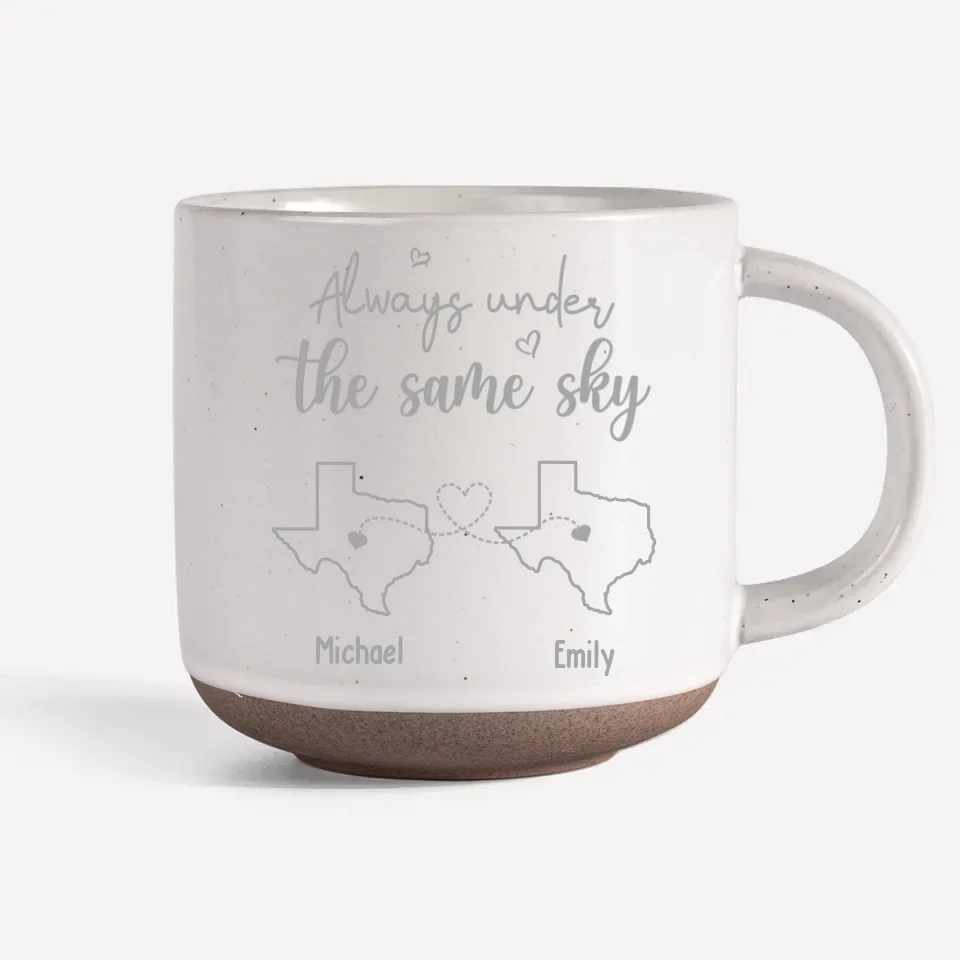 Always Under The Same Sky - Couple Personalized Custom Pottery Mug - Gift For Husband Wife, Anniversary - Image 3