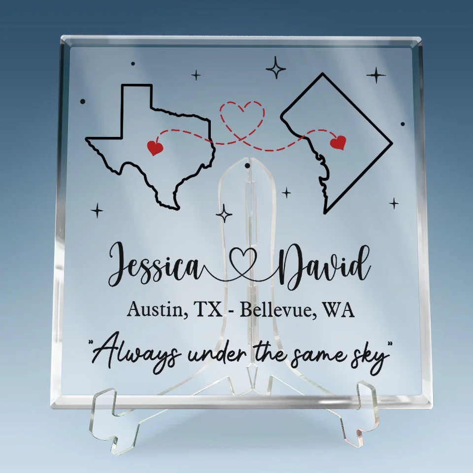 Always Under The Same Sky - Couple Personalized Custom Square Shaped Acrylic Plaque - Gift For Husband Wife, Anniversary - Image 3