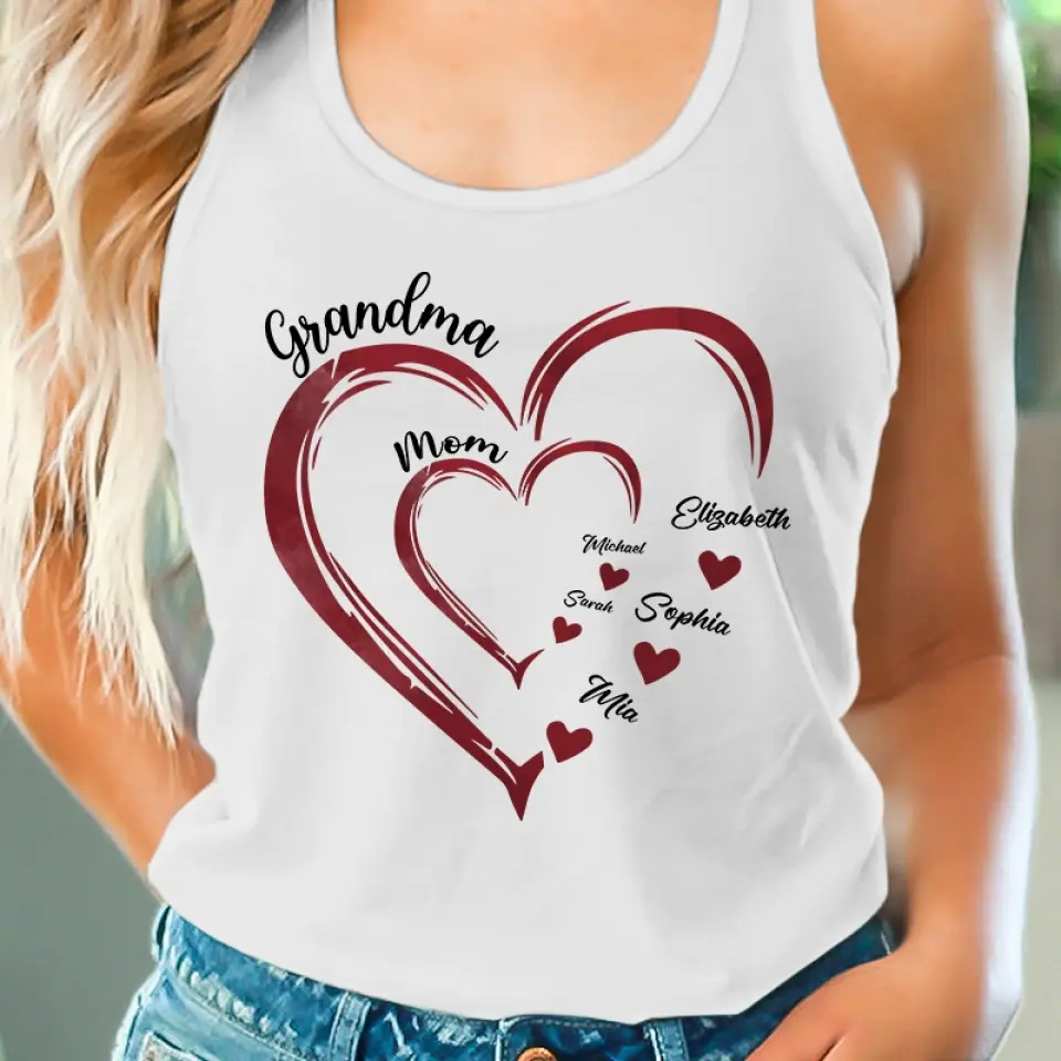 An Amazing Journey Of A Mother - Family Personalized Custom Racer Back Tank Top - Gift For Mom, Grandma - Image 3