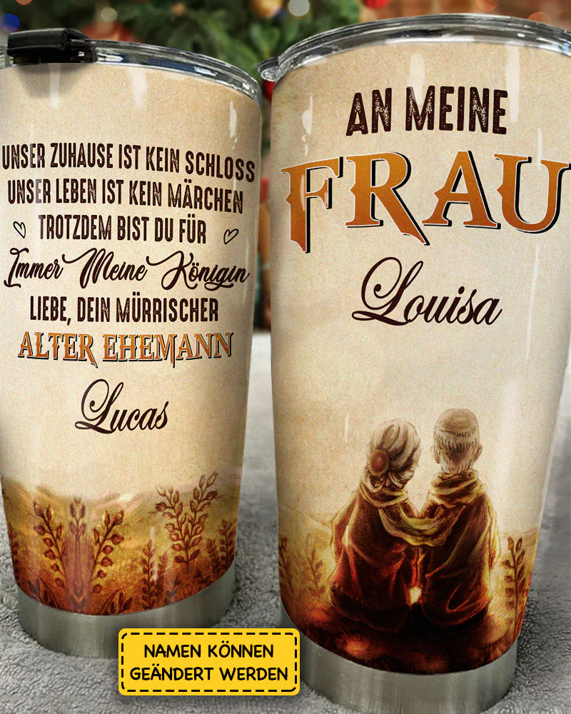 An Meine Frau - Du Bist Meine Königin Für Immer - Gift For Couples, Husband Wife - Personalized Tumbler German - Image 3