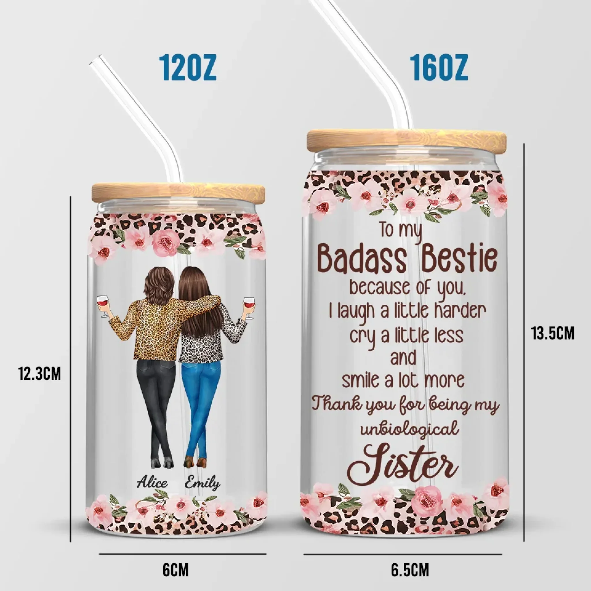 An Unbreakable Bond - Bestie Personalized Custom Glass Cup, Iced Coffee Cup - Gift For Best Friends, BFF, Sisters - Image 5