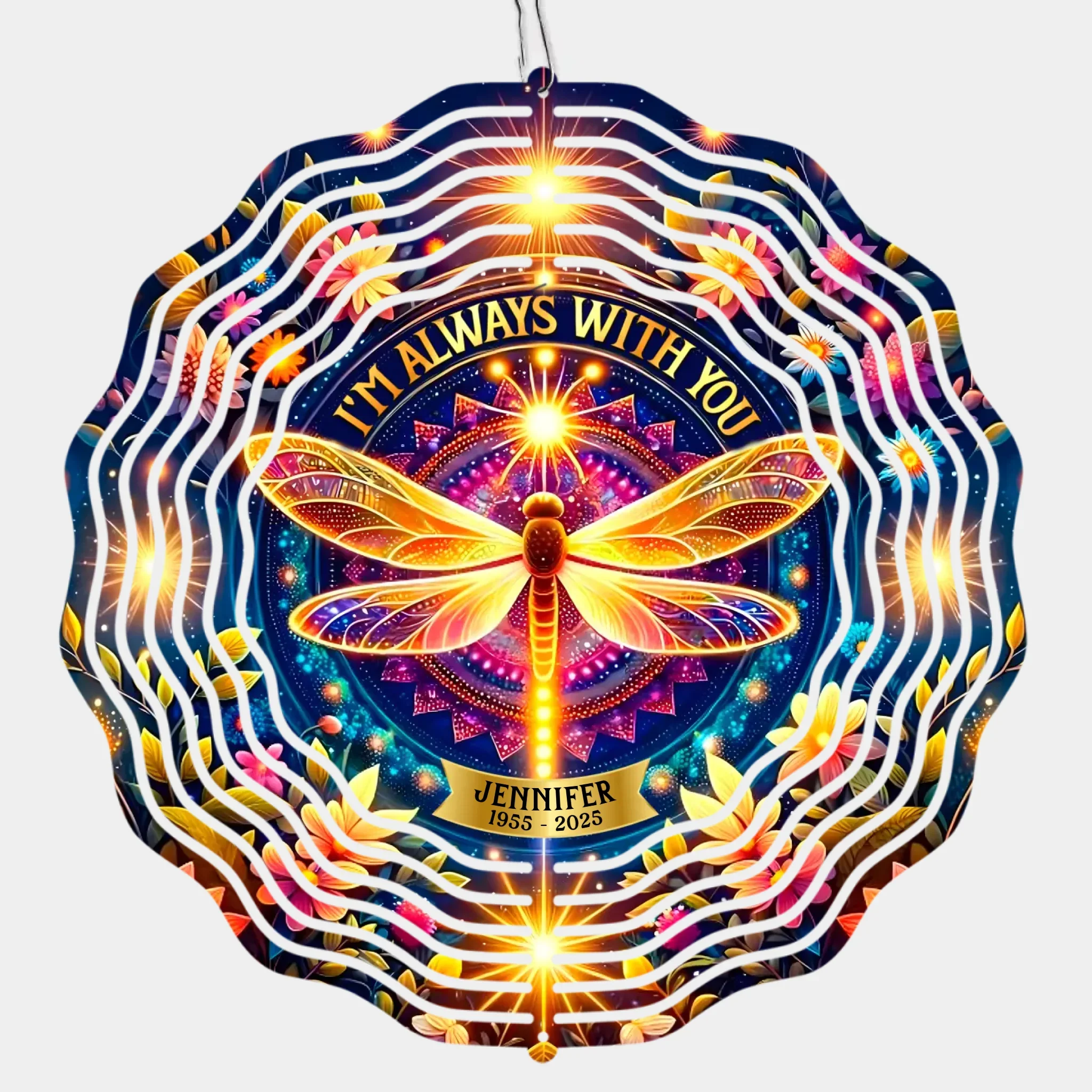 Angels Walk Beside Us Always - Memorial Personalized Custom Wind Spinner - Sympathy Gift For Family Members - Image 2