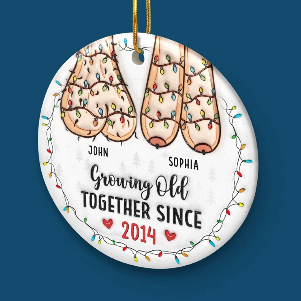 Annoying Each Other And Still Going Strong - Couple Personalized Custom 3D Inflated Effect Printed Ornament - Acrylic, Ceramic Round Shaped - Christmas Gift For Husband Wife, Anniversary - Image 5