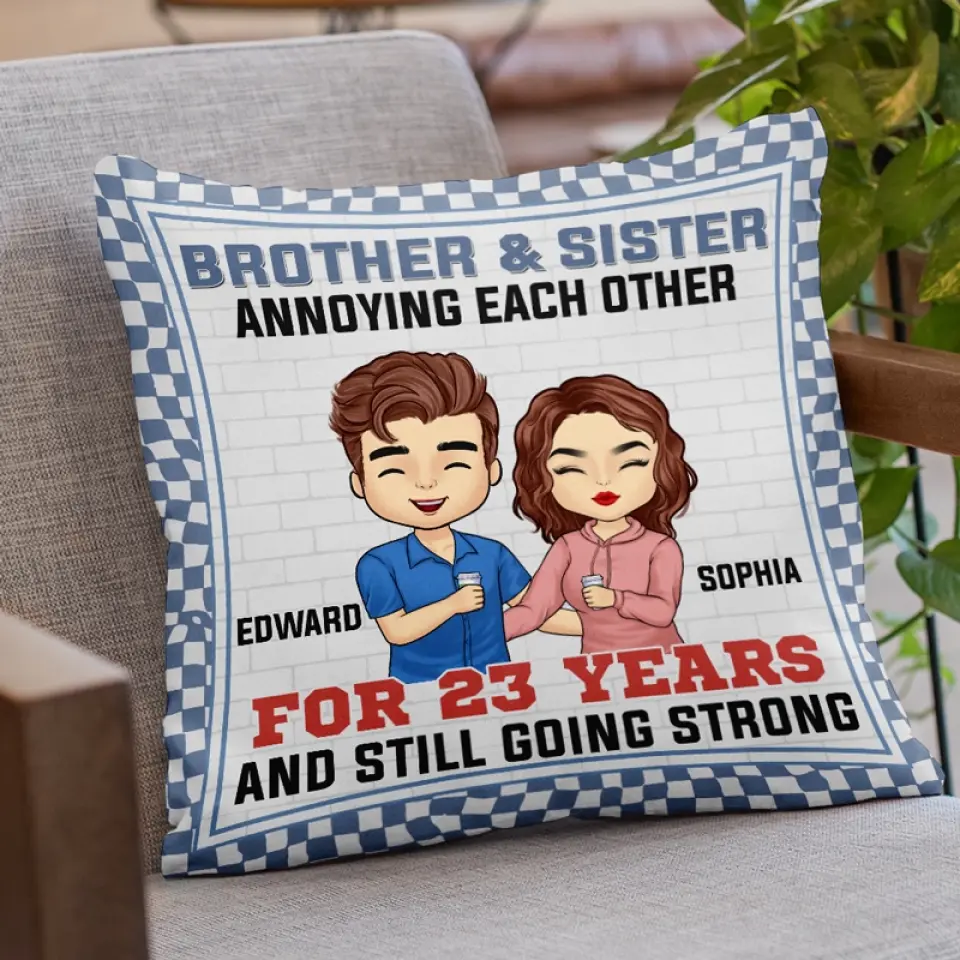 Annoying Each Other And Still Going Strong - Family Personalized Custom Pillow - Gift For Family Members, Siblings, Brothers, Sisters - Image 3