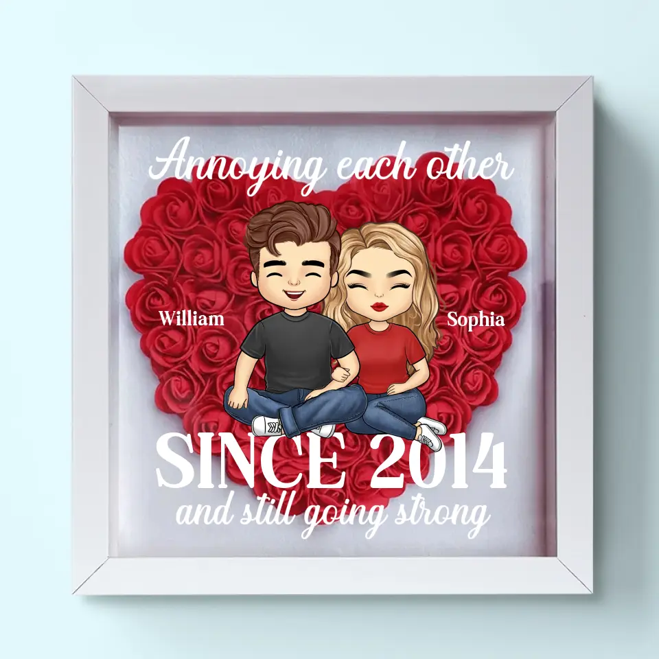 Annoying Each Other Since - Couple Personalized Custom Flower Shadow Box - Gift For Husband Wife, Anniversary - Image 2