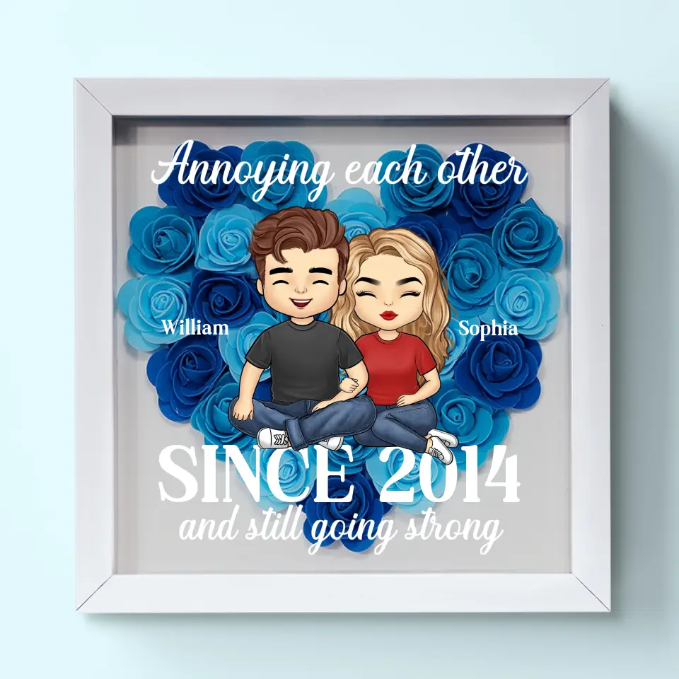 Annoying Each Other Since - Couple Personalized Custom Flower Shadow Box - Gift For Husband Wife, Anniversary - Image 6