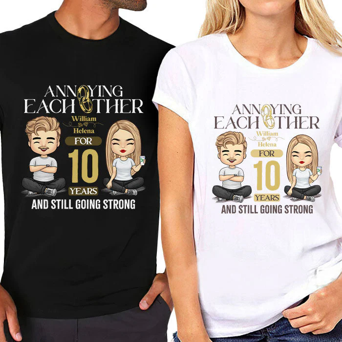Annoying Many Years Still Going Strong - Personalized Matching Couple T-Shirt - Gift For Couple, Husband Wife, Anniversary, Engagement, Wedding, Marriage Gift - Image 2