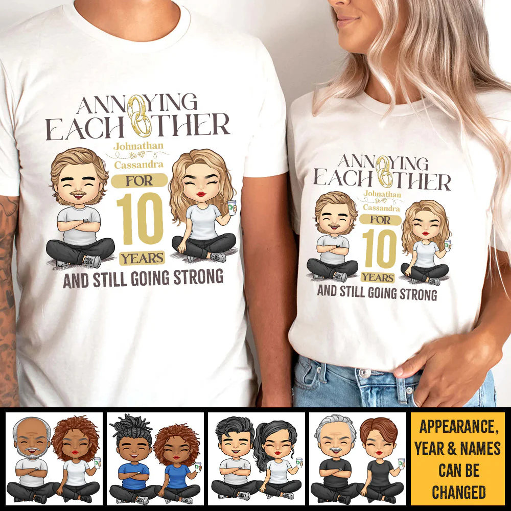 Annoying Many Years Still Going Strong - Personalized Matching Couple T-Shirt - Gift For Couple, Husband Wife, Anniversary, Engagement, Wedding, Marriage Gift - Image 4