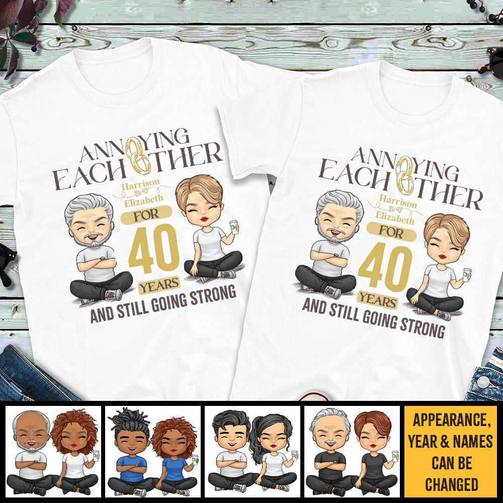 Annoying Many Years Still Going Strong - Personalized Matching Couple T-Shirt - Gift For Couple, Husband Wife, Anniversary, Engagement, Wedding, Marriage Gift - Image 5