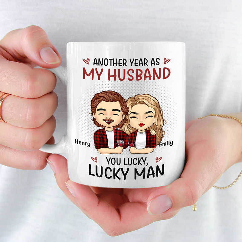 Another Year As My Boyfriend - Couple Personalized Custom Mug - Gift For Husband Wife, Anniversary - Image 2