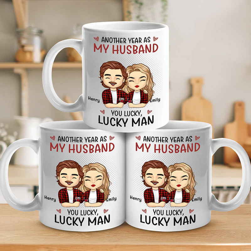 Another Year As My Boyfriend - Couple Personalized Custom Mug - Gift For Husband Wife, Anniversary - Image 3