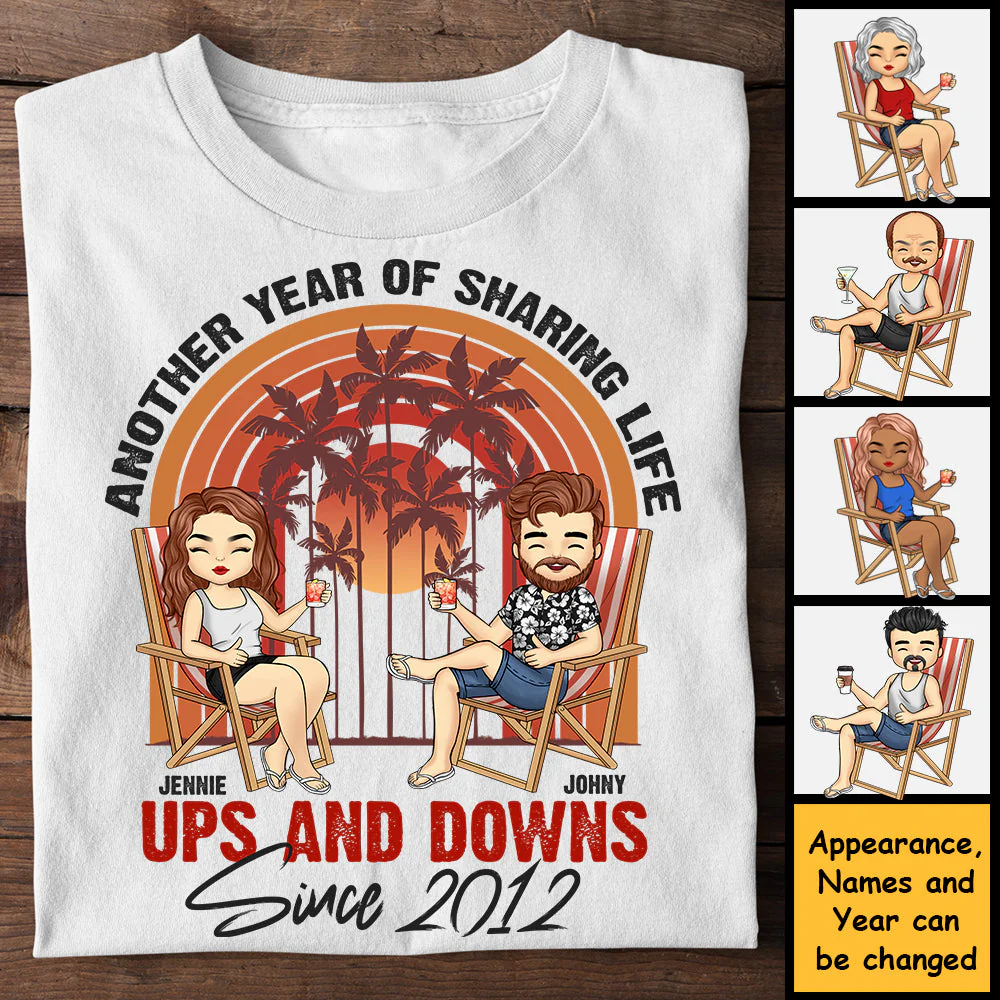 Another Year Of Sharing Life Ups And Downs Together - Personalized Unisex T-shirt, Hoodie, Sweatshirt - Gift For Couple, Husband Wife, Anniversary, Engagement, Wedding, Marriage Gift - Image 4