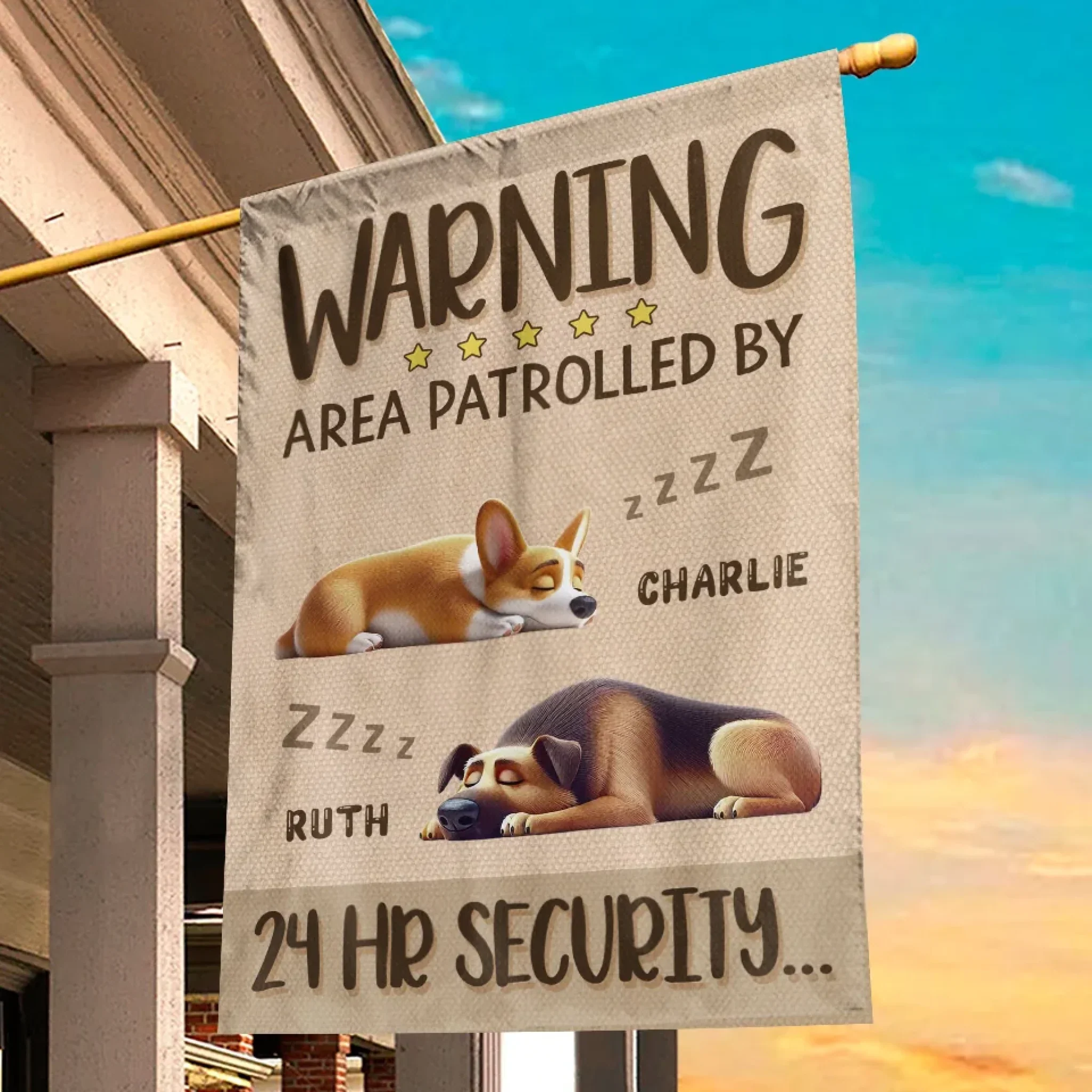 Area Patrolled By 24Hr Security - Dog Personalized Custom Flag - Gift For Pet Owners, Pet Lovers - Image 5