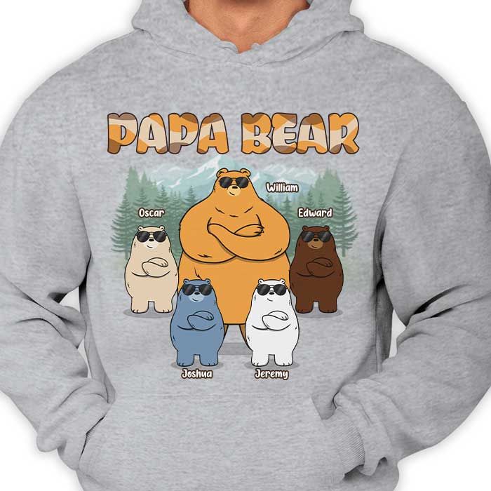Awesome Papa Bear - Personalized Unisex T-shirt, Hoodie - Gift For Dad, Grandpa - Image 2