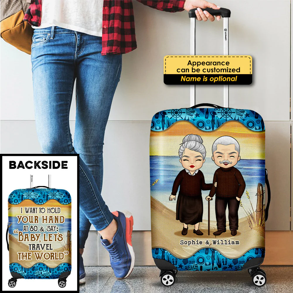 Baby Let's Travel The World - Gift For Husband Wife, Personalized Luggage Cover - Image 4