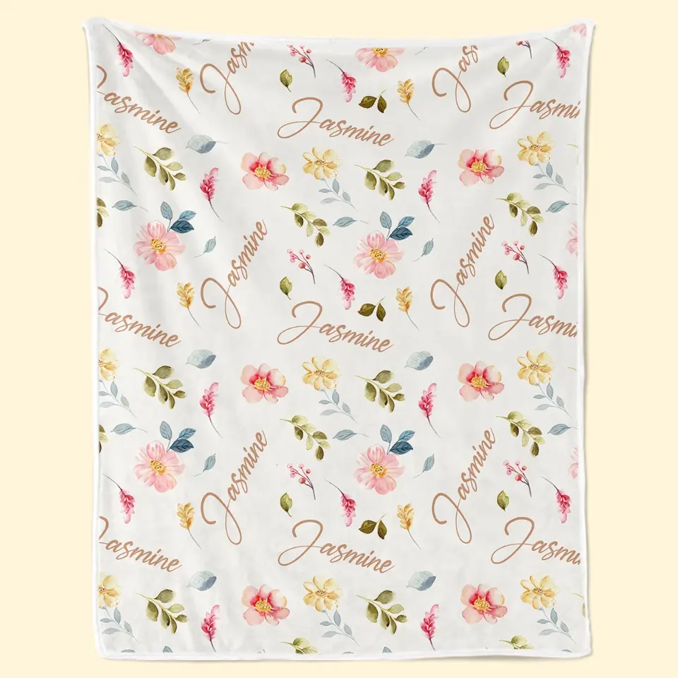 Baby Likes Flowers That Are Forever in Bloom - Family Personalized Custom Baby Blanket - Gift For Baby Kids, Newborn Baby - Image 3