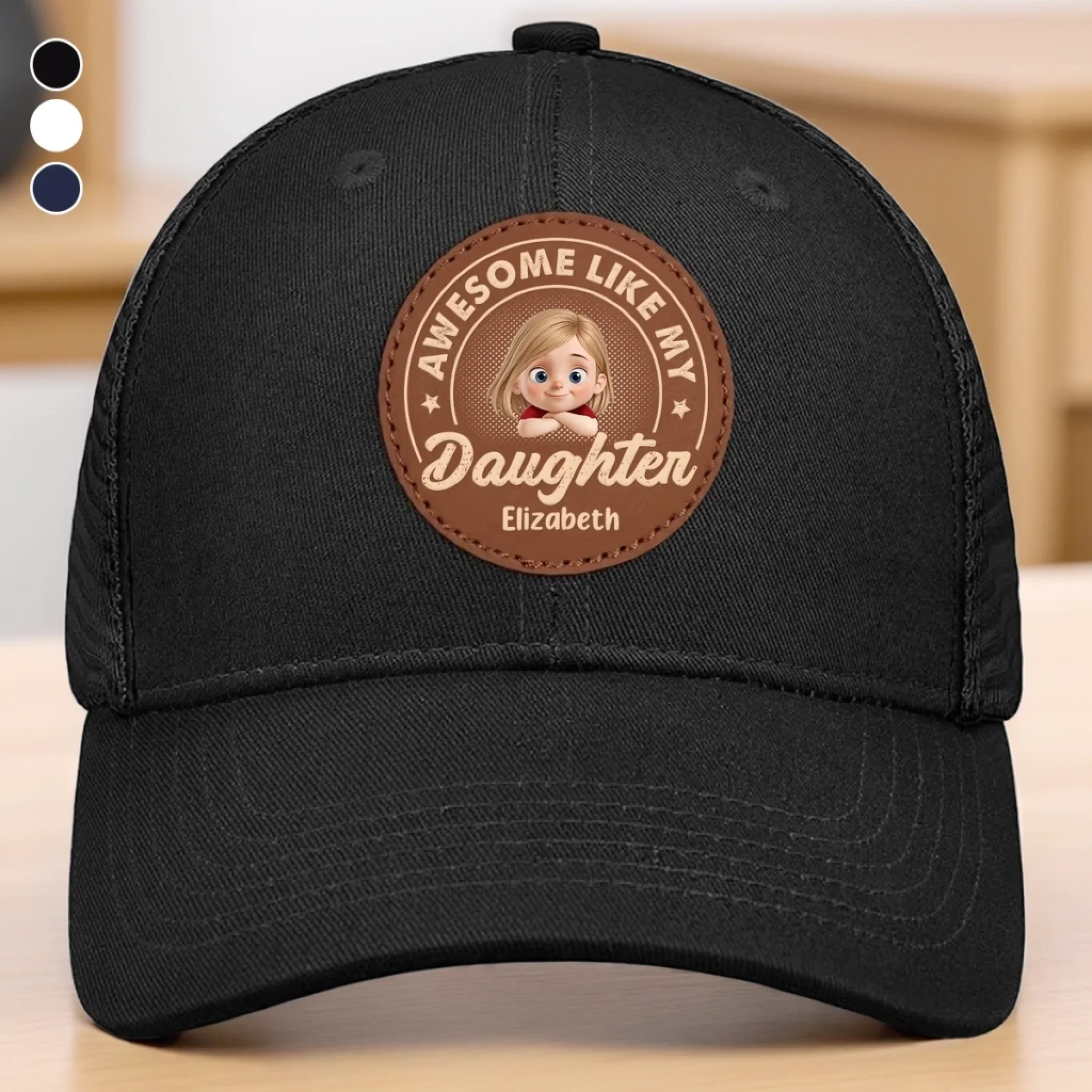 Baby’s First Fan - Family Personalized Custom Round Leather Patch Hat - Father's Day, Gift For Dad, Grandpa