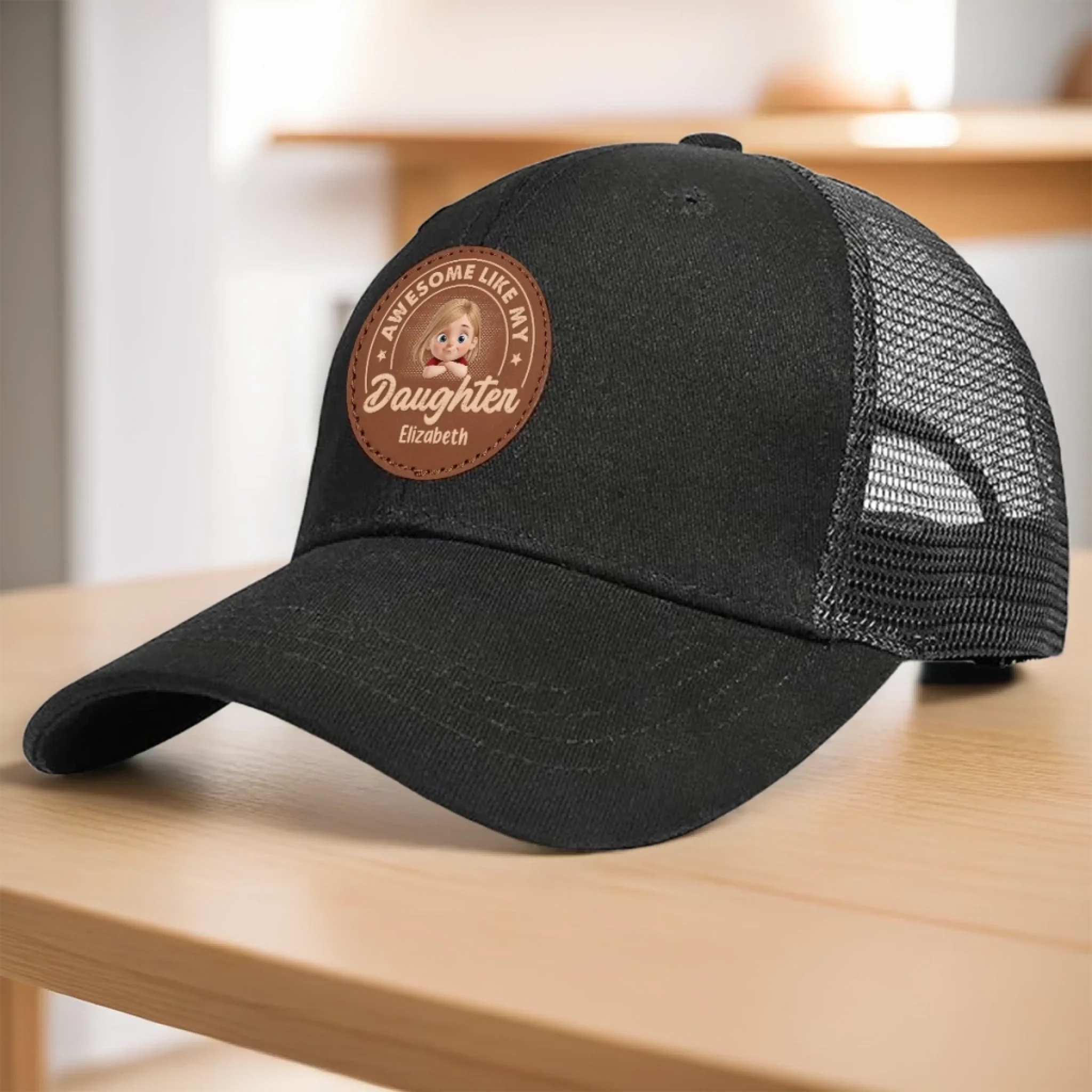 Baby’s First Fan - Family Personalized Custom Round Leather Patch Hat - Father's Day, Gift For Dad, Grandpa - Image 5