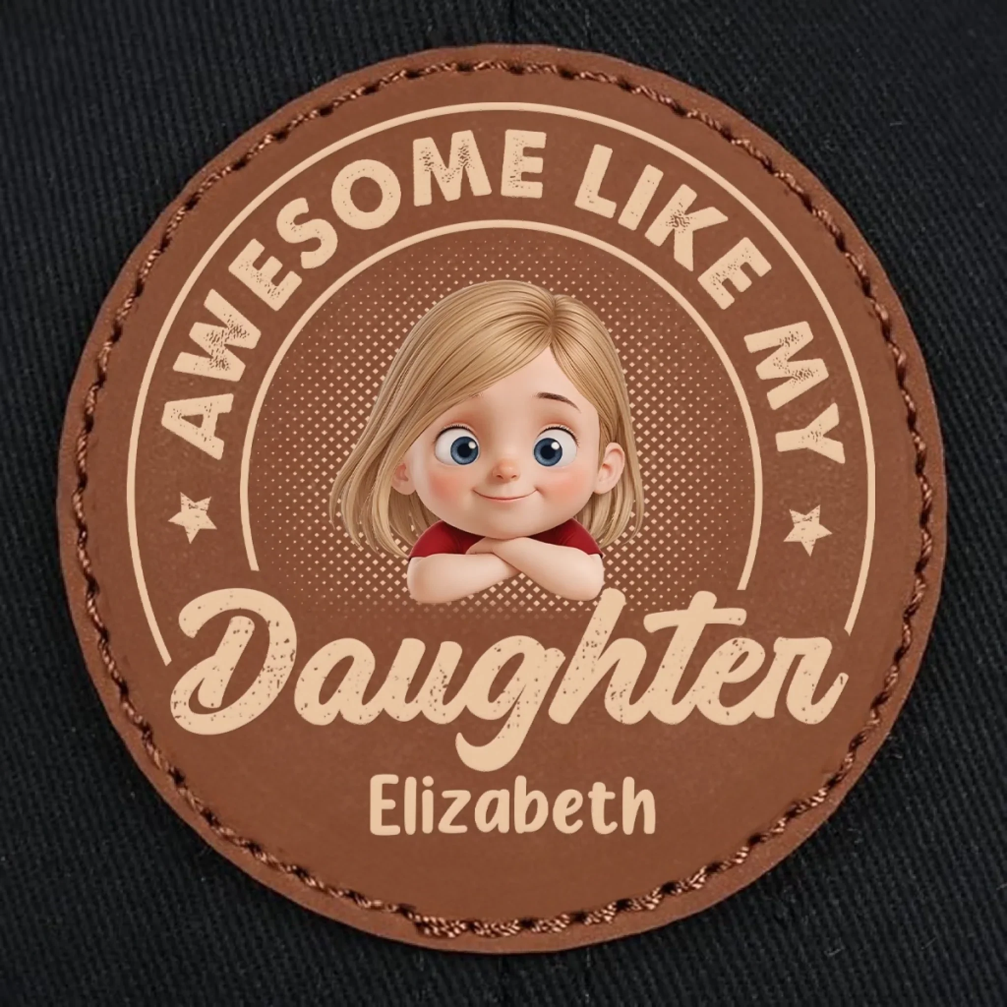 Baby’s First Fan - Family Personalized Custom Round Leather Patch Hat - Father's Day, Gift For Dad, Grandpa - Image 6