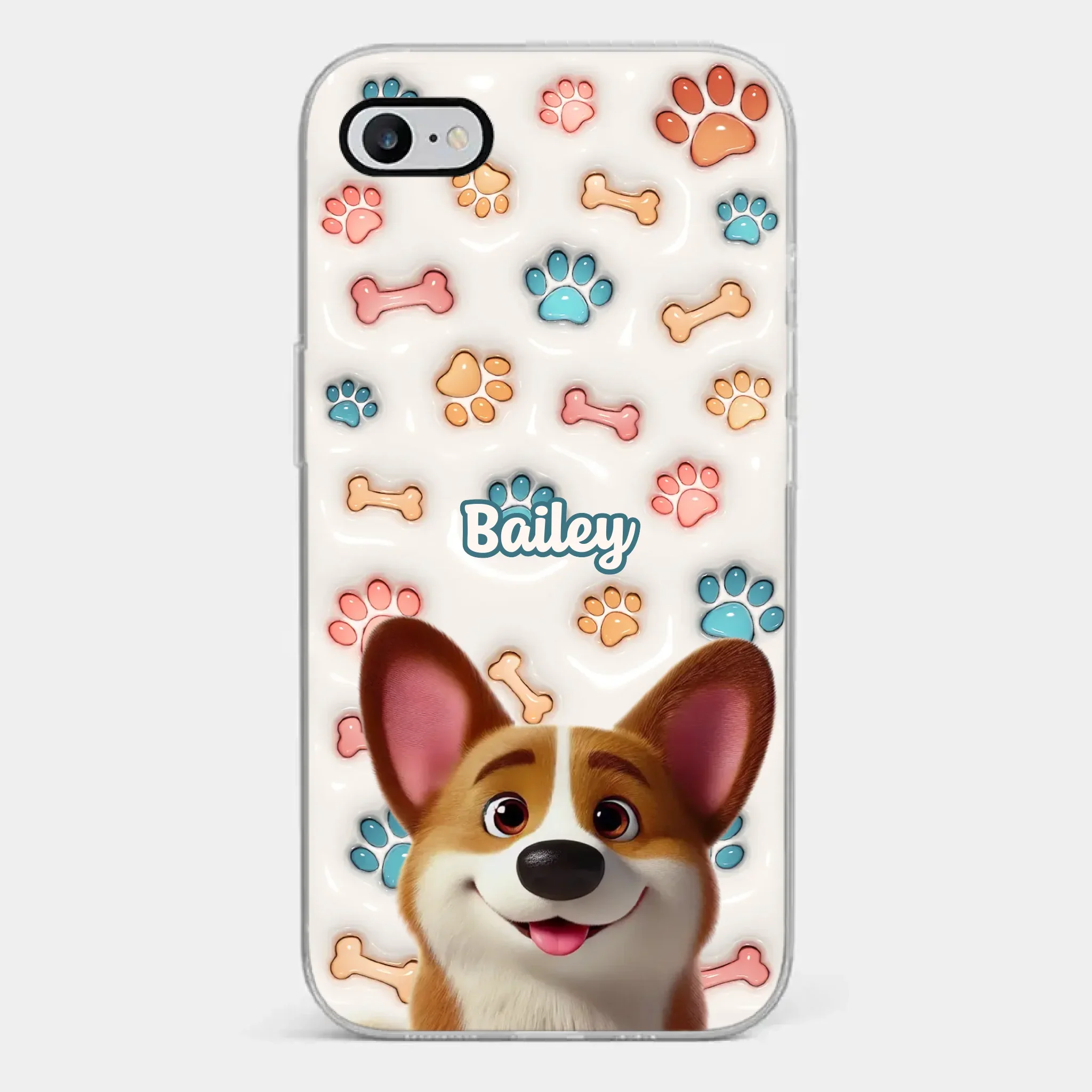 Barking With Joy - Dog Personalized Custom 3D Inflated Effect Printed Clear Phone Case - Gift For Pet Owners, Pet Lovers - Image 2