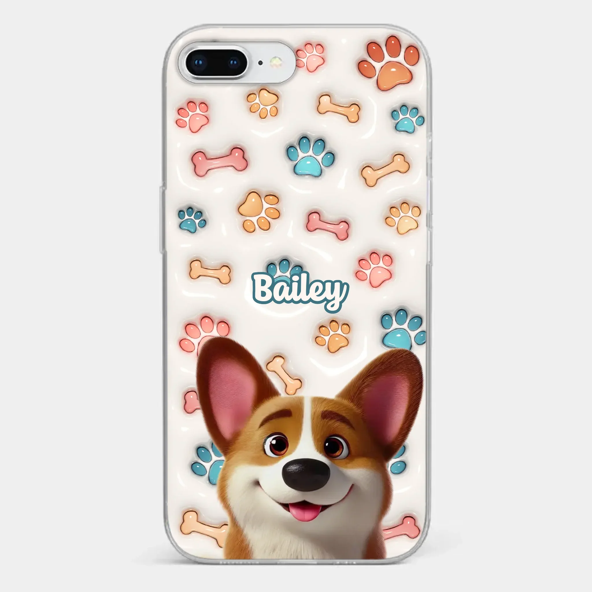 Barking With Joy - Dog Personalized Custom 3D Inflated Effect Printed Clear Phone Case - Gift For Pet Owners, Pet Lovers - Image 3