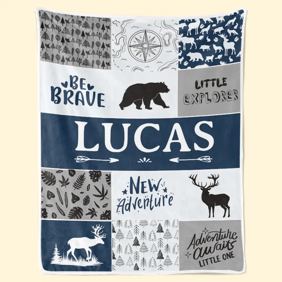 Be Brave Little Explorer - Family Personalized Custom Baby Blanket - Gift For Baby Kids, Newborn Baby - Image 3