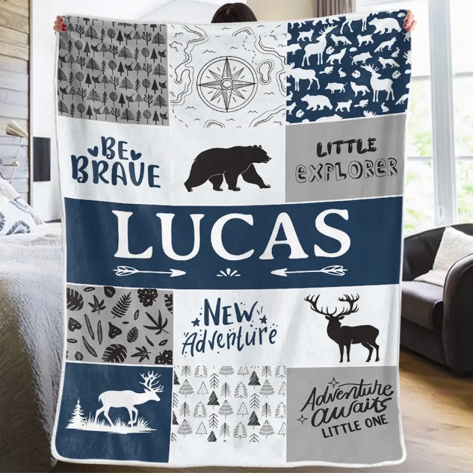 Be Brave Little Explorer - Family Personalized Custom Baby Blanket - Gift For Baby Kids, Newborn Baby - Image 4