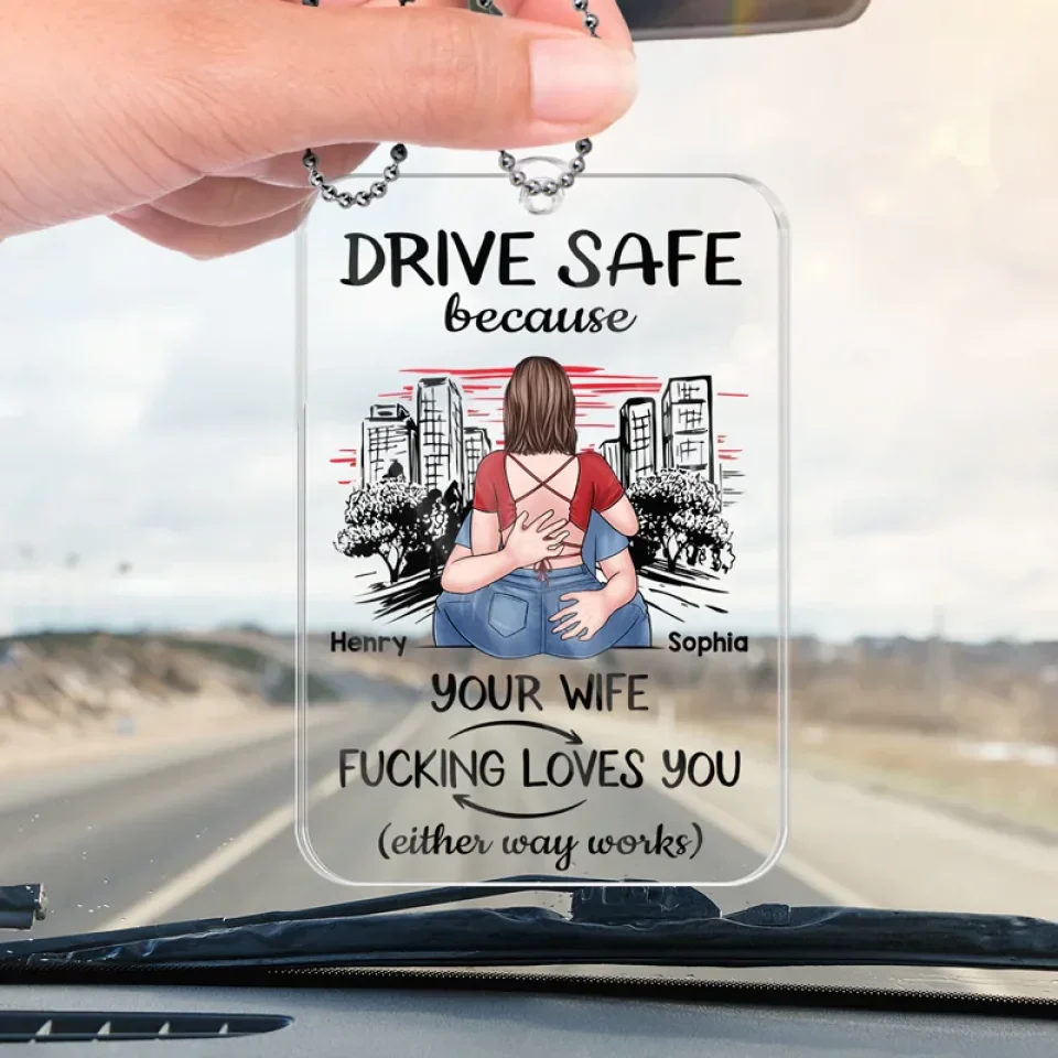 Be Careful On Your Journey - Couple Personalized Custom Car Ornament - Acrylic Custom Shaped - Gift For Husband Wife, Anniversary - Image 4