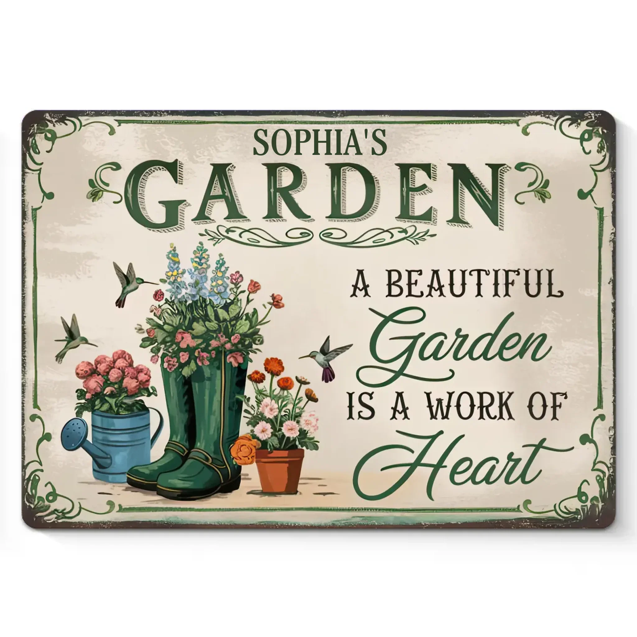 Beautiful Garden Is A Work Of Heart - Family Personalized Custom Home Decor Metal Sign - Gift For Yourself, Best Friends, Siblings, Family Members - Image 2