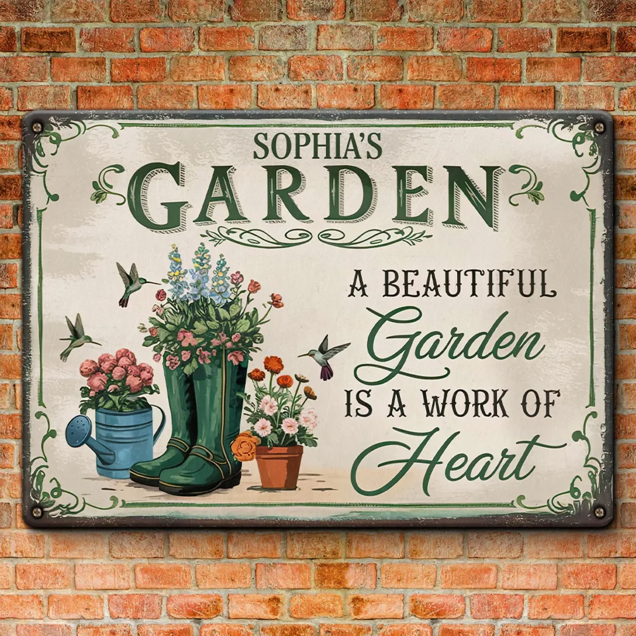 Beautiful Garden Is A Work Of Heart - Family Personalized Custom Home Decor Metal Sign - Gift For Yourself, Best Friends, Siblings, Family Members - Image 3