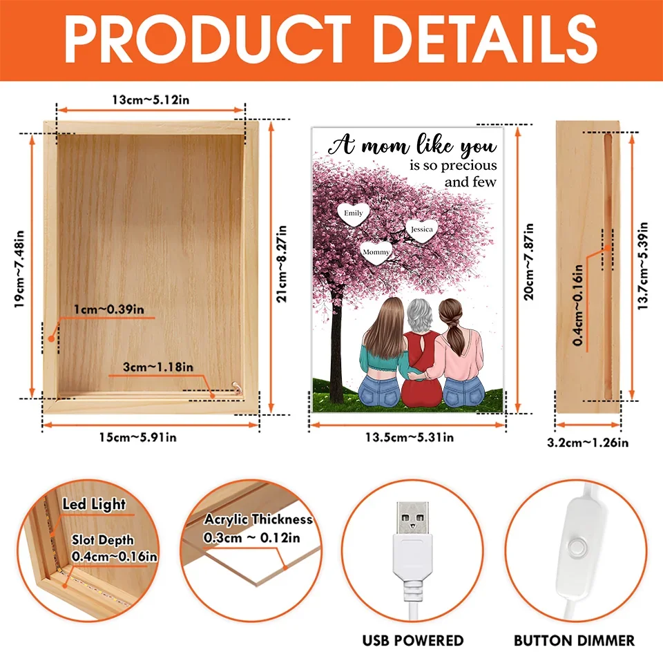 Behind Every Great Daughter Is An Even Greater Mom - Family Personalized Custom Frame Light Box - Gift For Mom, Daughter - Image 6