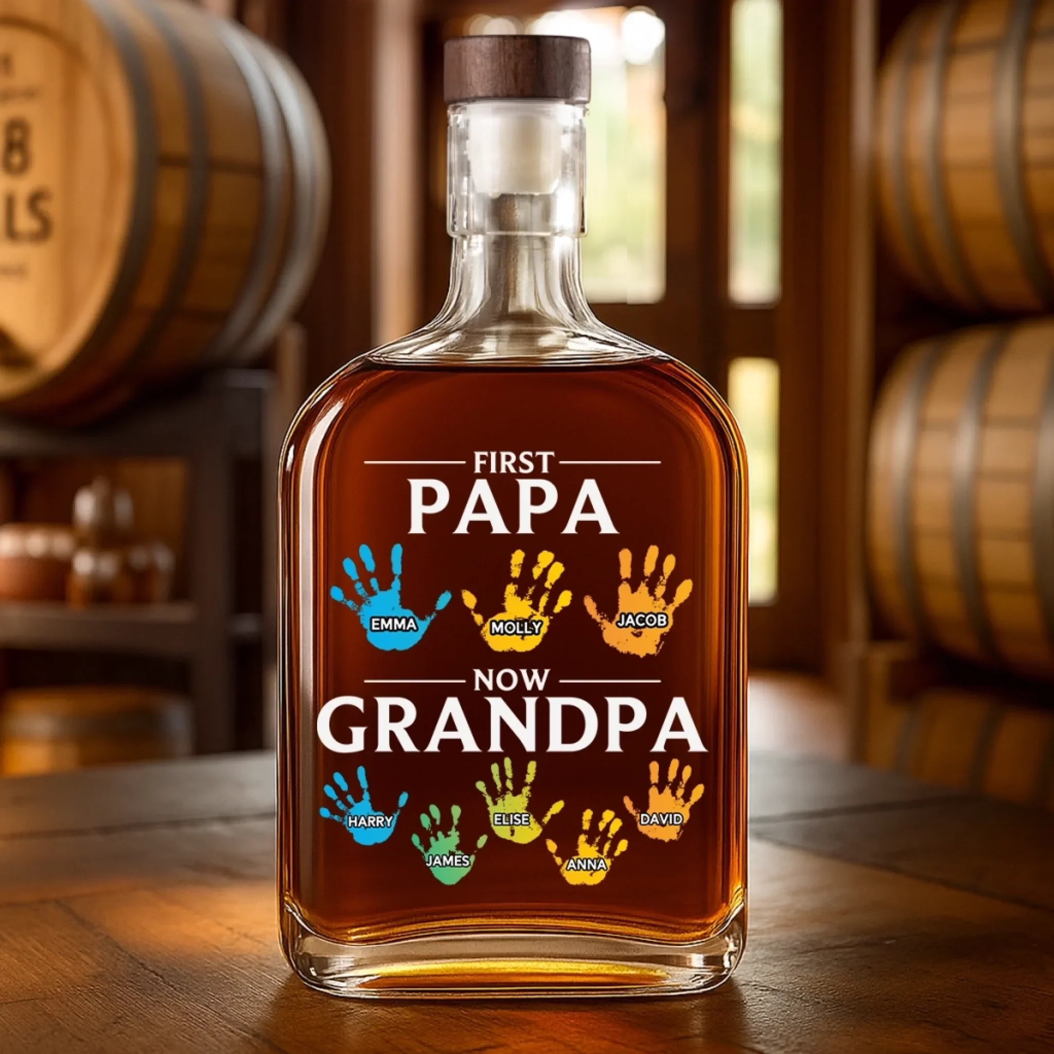 Behind Every Great Family Is A Grandpa Who Was Once A Great Dad - Family Personalized Custom Whiskey Bottle - Father's Day, Gift For Dad, Grandpa - Image 4