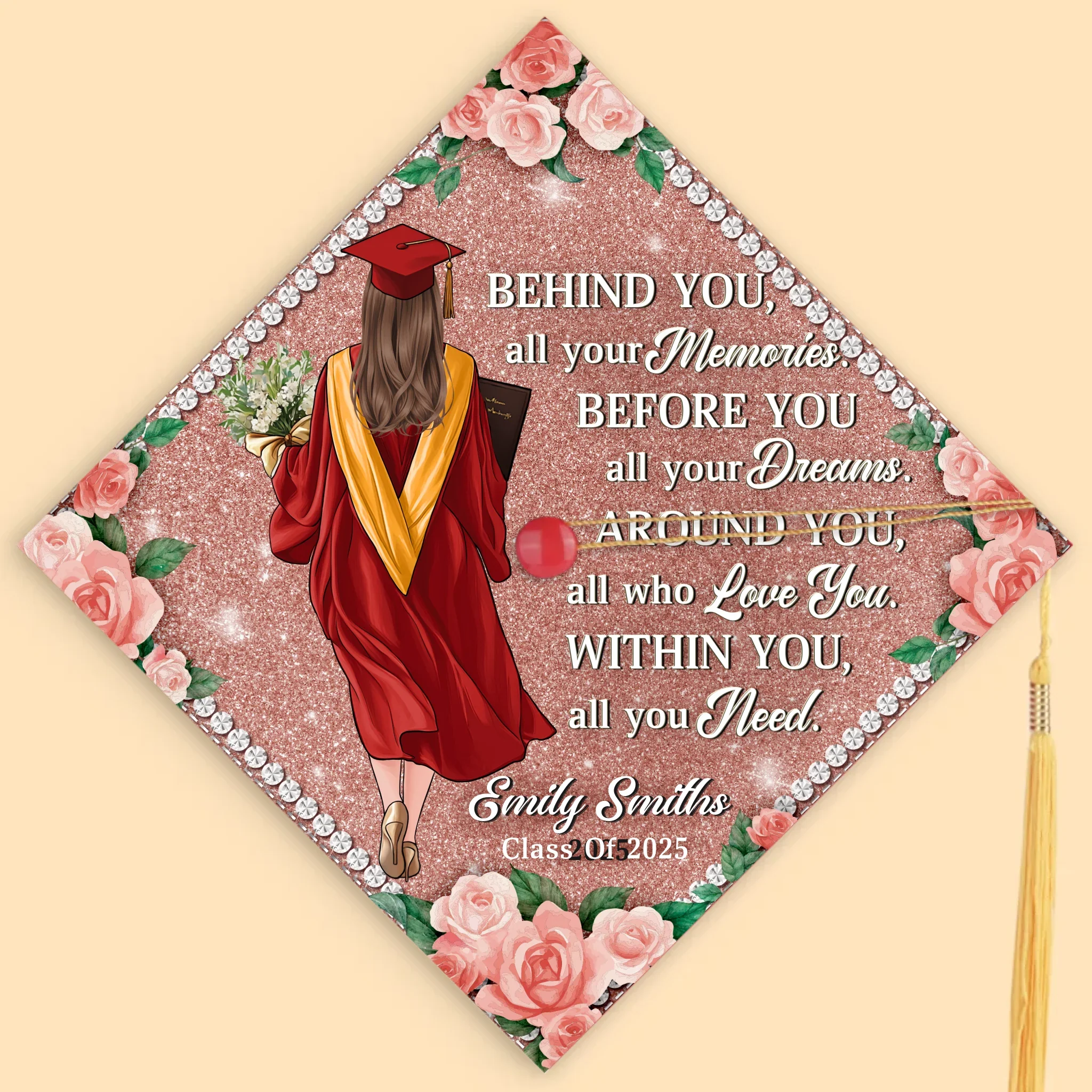 Behind You, All Your Memories - Family Personalized Custom Graduation Cap - Graduation Gift For Family Members, Siblings, Brothers, Sisters - Image 3