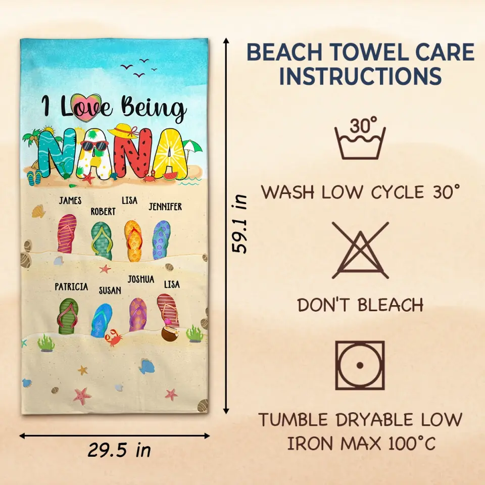 Being A Grandma Doesn't Make Me Old It Makes Me Blessed - Family Personalized Custom Beach Towel - Summer Vacation Gift, Birthday Pool Party Gift For Grandma - Image 5