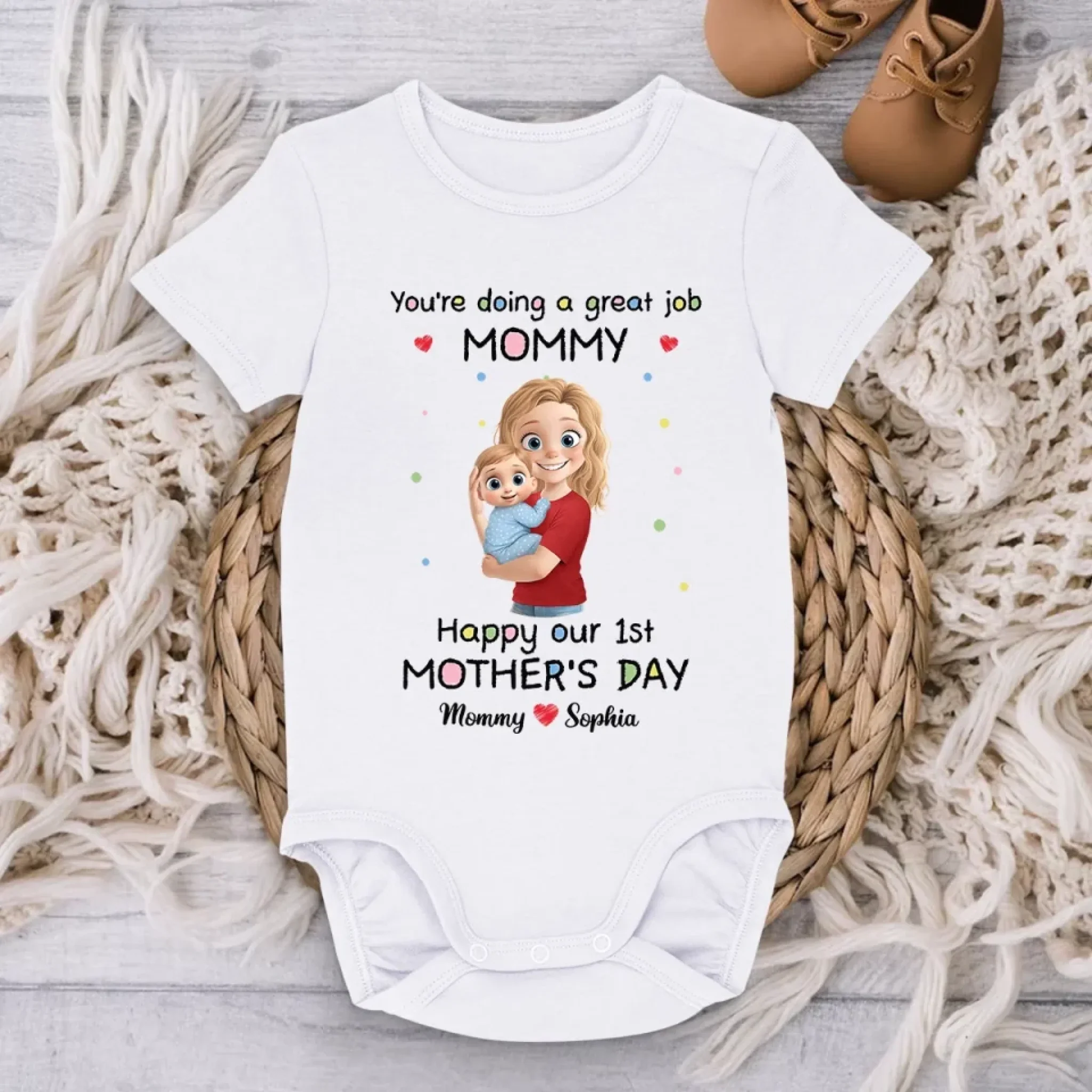 Being Your Mom Is My Favorite Full-time Job - Family Personalized Custom Baby Onesie - Mother's Day, Baby Shower Gift, Gift For First Mom - Image 3
