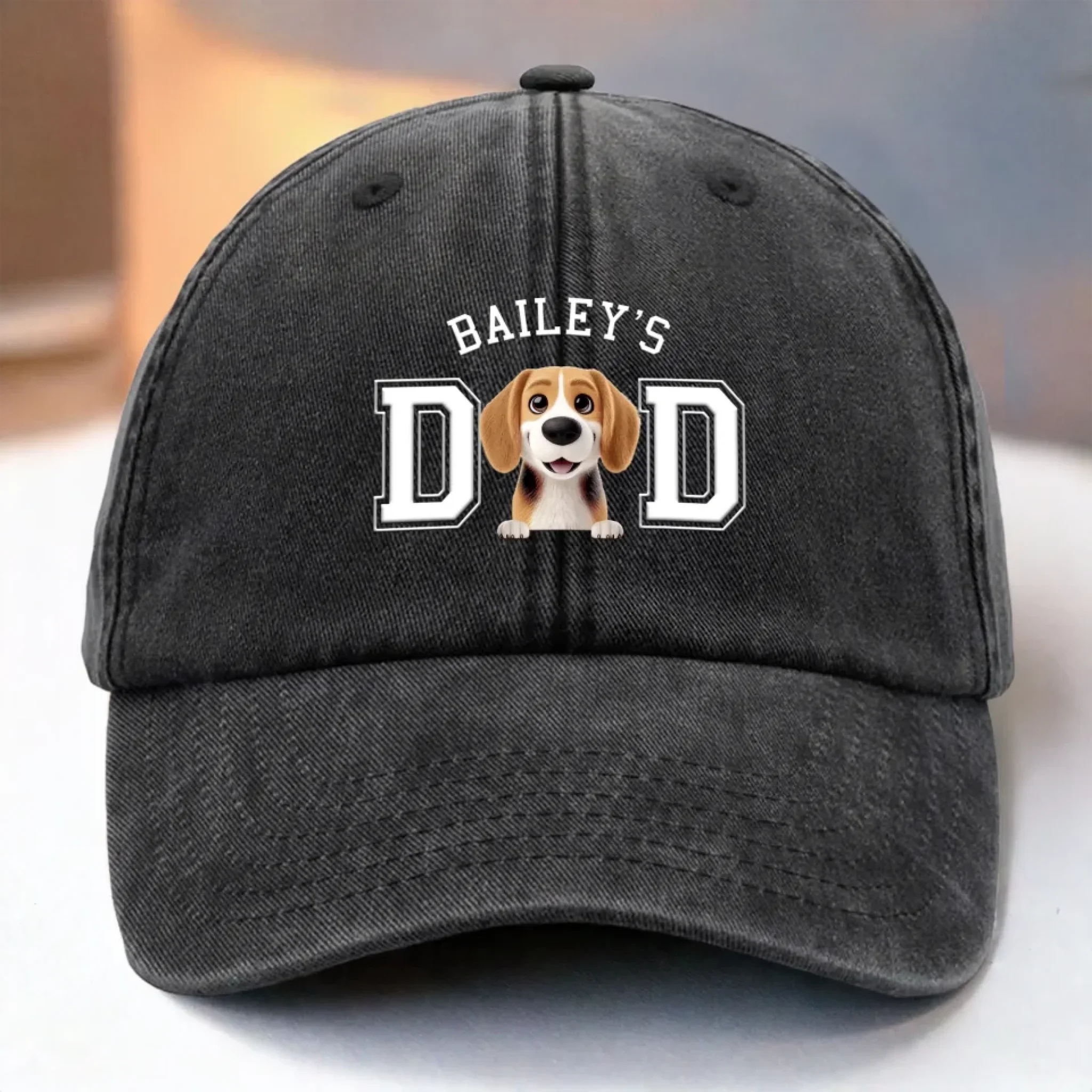 Belongs To The Fluffy One - Dog Personalized Custom Vintage Washed Denim Baseball Cap - Father's Day, Gift For Dad, Pet Owners, Pet Lovers