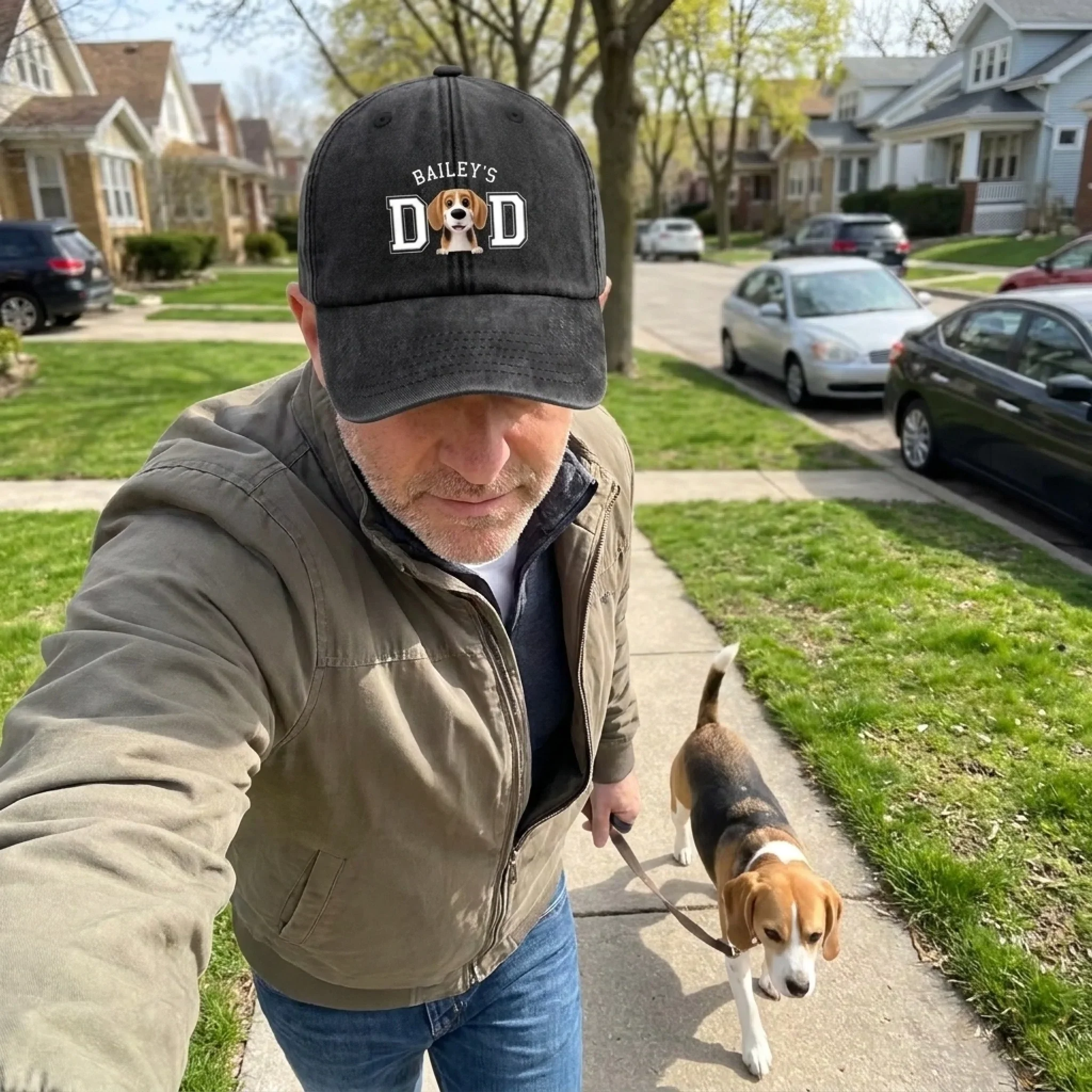 Belongs To The Fluffy One - Dog Personalized Custom Vintage Washed Denim Baseball Cap - Father's Day, Gift For Dad, Pet Owners, Pet Lovers - Image 2