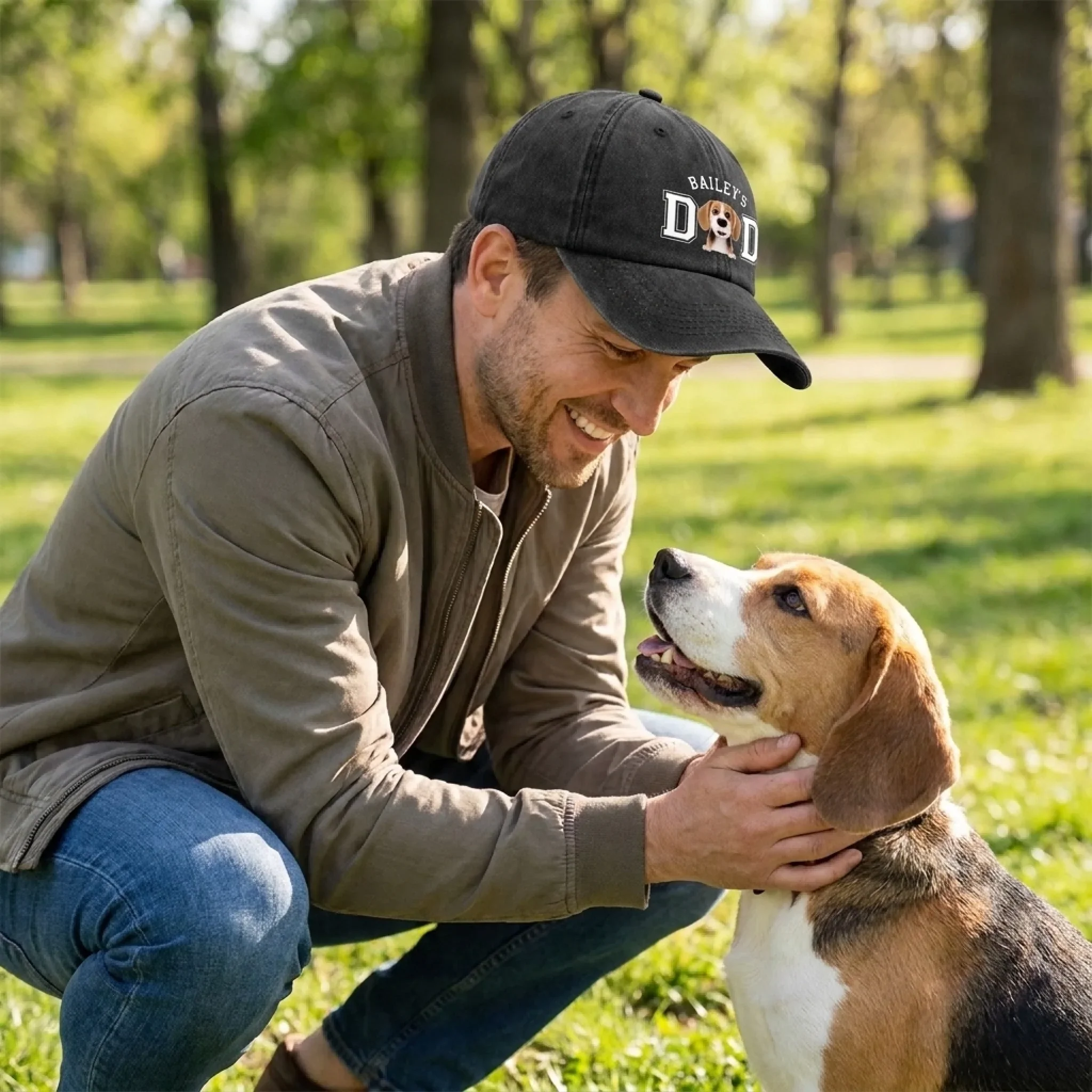 Belongs To The Fluffy One - Dog Personalized Custom Vintage Washed Denim Baseball Cap - Father's Day, Gift For Dad, Pet Owners, Pet Lovers - Image 3