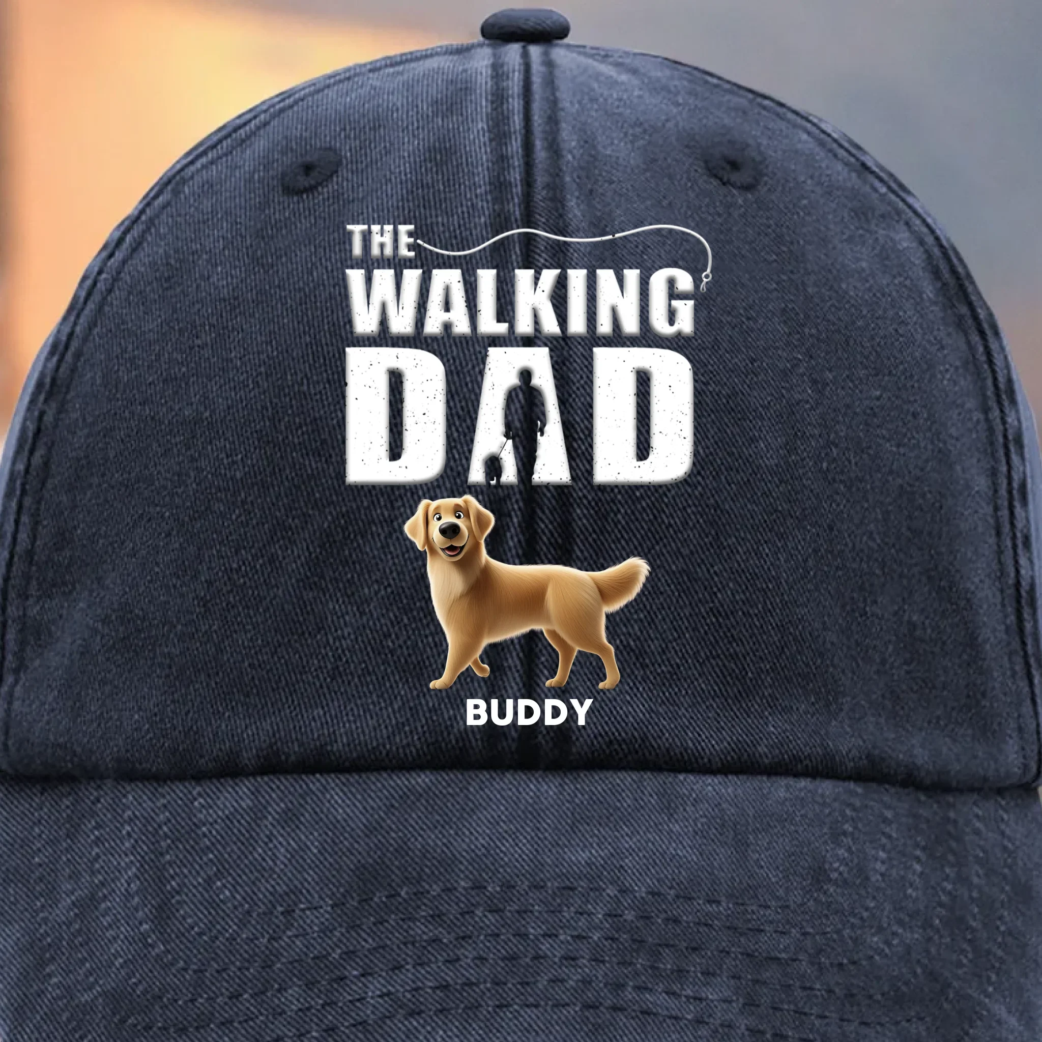 Best Dog Dad On Patrol - Dog Personalized Custom Vintage Washed Denim Baseball Cap - Father's Day,  Gift For Dad, Pet Owners, Pet Lovers - Image 2