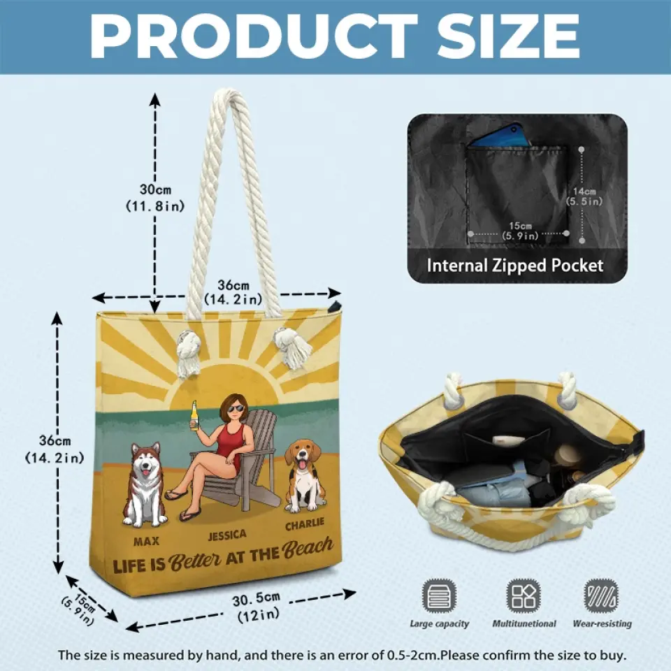 Best Dog Mom Ever - Dog Personalized Custom Beach Bag - Summer Vacation Gift For Pet Owners, Pet Lovers - Image 6