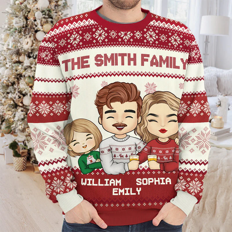 Best Family Ever - Family Personalized Custom Ugly Sweatshirt - Unisex Wool Jumper - Christmas Gift For Family Members - Image 2