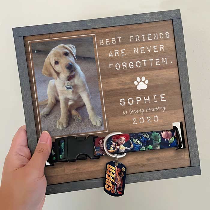 Best Friends Are Never Forgotten - Memorial Personalized Custom Pet Loss Sign, Collar Frame - Upload Image, Sympathy Gift, Gift For Pet Owners, Pet Lovers - Image 2