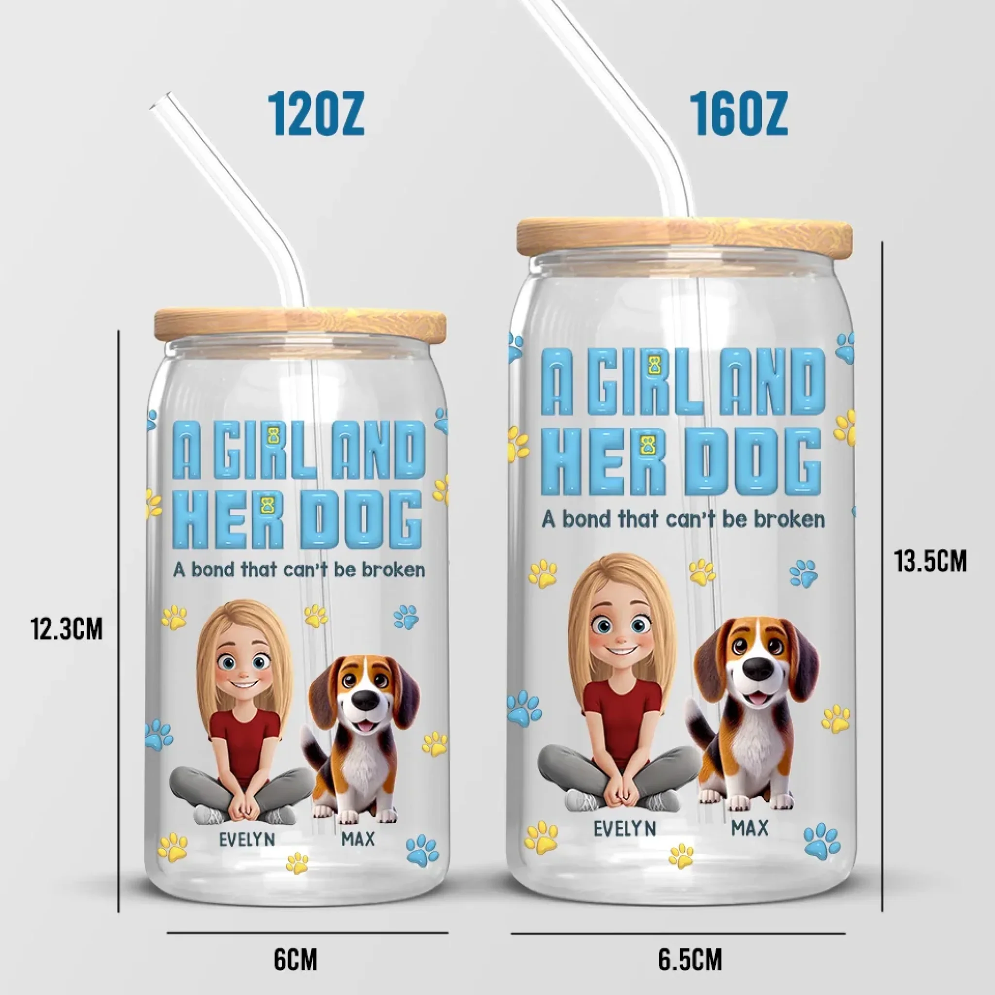 Best Friends Furever - Dog Personalized Custom Glass Cup, Iced Coffee Cup -  Gift For Pet Owners, Pet Lovers - Image 5
