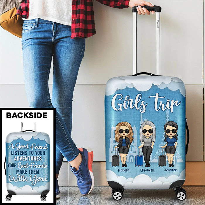 Best Friends Make Adventures With You - Gift For Bestie - Personalized Luggage Cover - Image 2