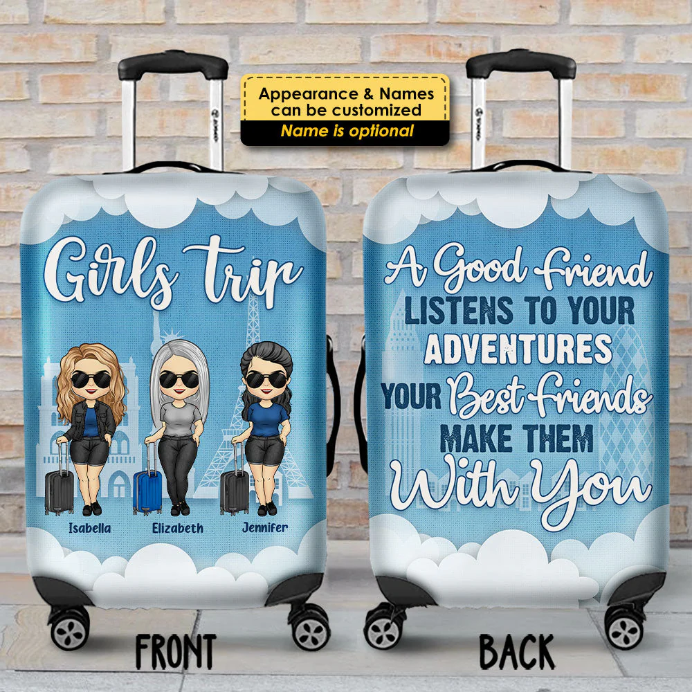 Best Friends Make Adventures With You - Gift For Bestie - Personalized Luggage Cover - Image 3