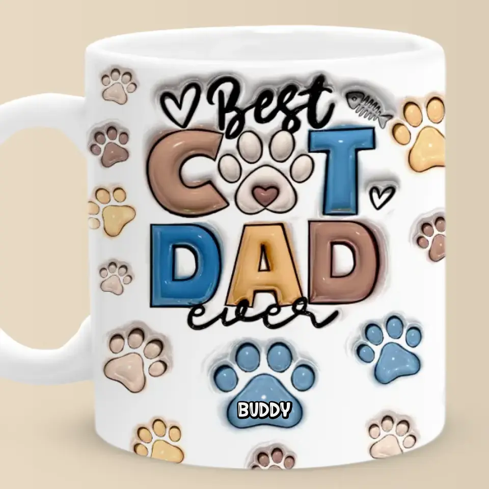 Best Fur Dad Ever - Dog & Cat Personalized Custom 3D Inflated Effect Printed Mug - Father's Day, Gift For Pet Owners, Pet Lovers - Image 2