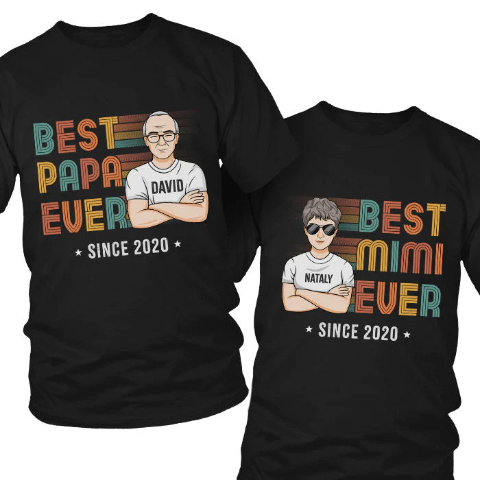 Best Grandparents Ever - Personalized Matching Couple T-Shirt - Gift For Couple, Husband Wife, Grandparents - Image 2