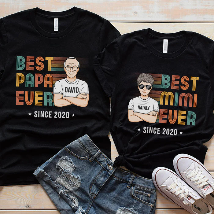 Best Grandparents Ever - Personalized Matching Couple T-Shirt - Gift For Couple, Husband Wife, Grandparents - Image 3